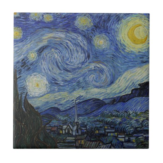 Starry Night Vincent van Gogh Fliese (Vorderseite)