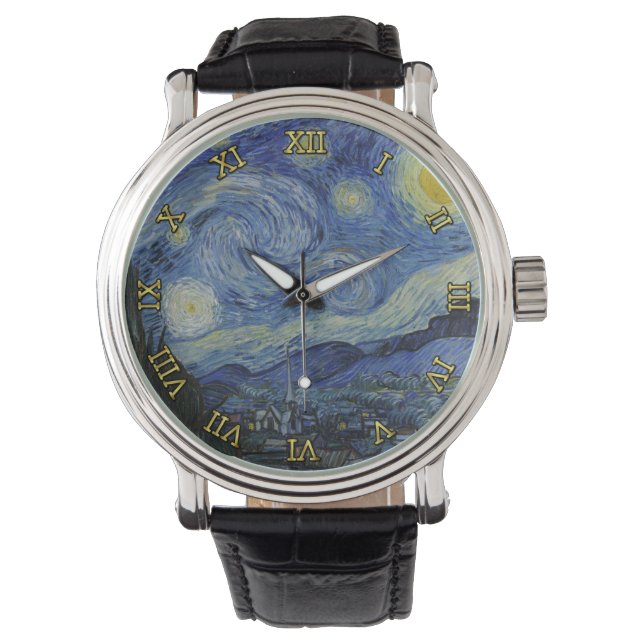 Starry Night Vincent van Gogh Gemälde Armbanduhr (Vorderseite)