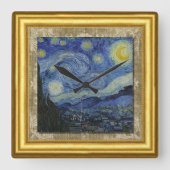 Starry Night, Vincent Van Gogh, Gerahmte Leinwand Quadratische Wanduhr (Vorderseite)