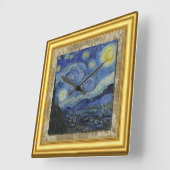 Starry Night, Vincent Van Gogh, Gerahmte Leinwand Quadratische Wanduhr (Winkel)