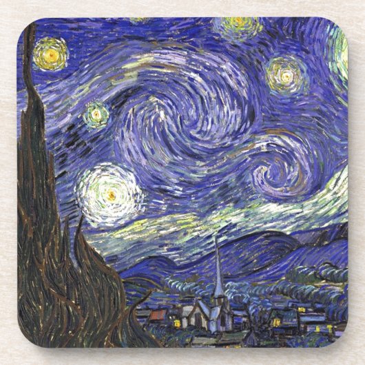 Starry Night, Vincent Van Gogh. Getränkeuntersetzer (Vorderseite)