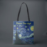 Starry Night Vincent van Gogh Impressionist Art Tasche<br><div class="desc">Vincent van Gogh (Niederländisch, 1853 - 1890) Starry Night, 1889, Oil on Leinwand Ungerahmt: 73 × 92 cm (28, 7 × 36, 2 in) Dieses Bild zeigt den Blick von der Ostseite des Van Gogh-Asylzimmers in Saint-Rémy-de-Provence ce, er fügte ein idealisiertes Dorf hinzu. Seit 1941 ist es in der ständigen...</div>