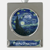 Starry Night Vincent van Gogh Kunstmalerei Banner-Ornament Silber (Vorderseite)