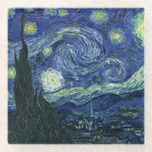 Starry Night Vincent van Gogh Kunstmalerei Glasuntersetzer (Vorderseite)