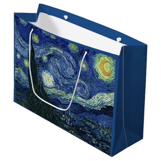 Starry Night Vincent van Gogh Kunstmalerei Große Geschenktüte (Vorderseite Schrägansicht)