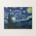 Starry Night Vincent van Gogh Kunstmalerei Puzzle<br><div class="desc">Vincent van Gogh (Niederländisch, 1853 - 1890) Starry Night, 1889, Oil on Leinwand Ungerahmt: 73 × 92 cm (28, 7 × 36, 2 in) Dieses Bild zeigt den Blick von der Ostseite des Van Gogh-Asylzimmers in Saint-Rémy-de-Provence ce, er fügte ein idealisiertes Dorf hinzu. Seit 1941 ist es in der ständigen...</div>