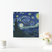 Starry Night Vincent van Gogh Kunstmalerei Quadratische Wanduhr (Zuhause)