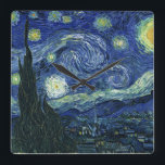 Starry Night Vincent van Gogh Kunstmalerei Quadratische Wanduhr<br><div class="desc">Vincent van Gogh (Niederländisch, 1853 - 1890) Starry Night, 1889, Oil on Leinwand Ungerahmt: 73 × 92 cm (28, 7 × 36, 2 in) Dieses Gemälde zeigt den Blick von der Ostseite des van Gogh's Asylzimmer in Saint-Rémy-de-Provence, fügte er ein idealisiertes Dorf. Seit 1941 ist es in der ständigen Sammlung...</div>