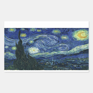 Starry Night Vincent van Gogh Kunstmalerei Rechteckiger Aufkleber