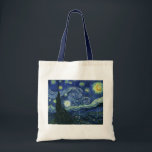 Starry Night Vincent van Gogh Kunstmalerei Tragetasche<br><div class="desc">Vincent van Gogh (Niederländisch, 1853 - 1890) Starry Night, 1889, Oil on Leinwand Ungerahmt: 73 × 92 cm (28, 7 × 36, 2 in) Dieses Bild zeigt den Blick von der Ostseite des Van Gogh-Asylzimmers in Saint-Rémy-de-Provence ce, er fügte ein idealisiertes Dorf hinzu. Seit 1941 ist es in der ständigen...</div>