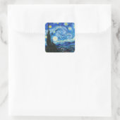 Starry Night Vincent Van Gogh Landschaftskunst Quadratischer Aufkleber (Tasche)