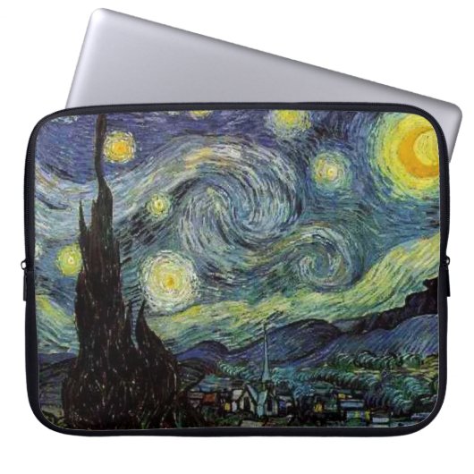 Starry Night, Vincent Van Gogh. Laptopschutzhülle (Vorderseite)