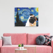 Starry Night Vincent Van Gogh Niedlich Mops Dog Leinwanddruck (Insitu (Wohnzimmer))