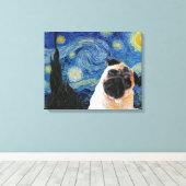 Starry Night Vincent Van Gogh Niedlich Mops Dog Leinwanddruck (Insitu (Holzboden))