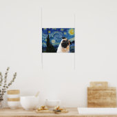 Starry Night Vincent Van Gogh Niedlich Mops Dog Poster (Küche)