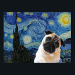 Starry Night Vincent Van Gogh Niedlich Mops Dog Poster<br><div class="desc">Wenn Sie Liebe Vincent van Gogh und Mops,  dieses Kunstwerk ist für Sie! Gut als Geschenk.</div>