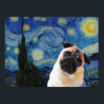 Starry Night Vincent Van Gogh Niedlich Mops Dog Poster<br><div class="desc">Wenn Sie Liebe Vincent van Gogh und Mops,  dieses Kunstwerk ist für Sie! Gut als Geschenk.</div>