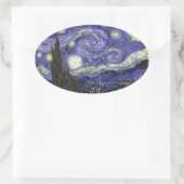 Starry Night, Vincent Van Gogh. Ovaler Aufkleber (Tasche)