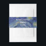 Starry Night Vincent van Gogh Personalisiert Einladungsbanderole<br><div class="desc">Diese wunderschönen, feinen Bauchbands zeigen ein nahes Bild des niederländischen postimpressionistischen Malers Vincent van Gogh, dessen berühmtes Gemälde "The Starry Night" ist. In den 1880er Jahren, als er während seines bleibe am Asyl von Saint Remy bemalt wurde, stellte van Gogh die sanften Hügel und Zypressen dar, die er aus seinem...</div>