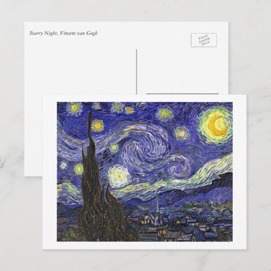 Starry Night, Vincent Van Gogh. Postkarte (Vorne/Hinten)