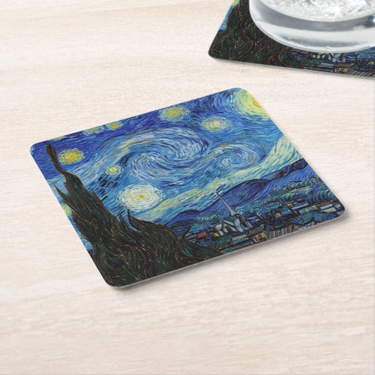 Starry Night, Vincent van Gogh Rechteckiger Pappuntersetzer (angewinkelt)
