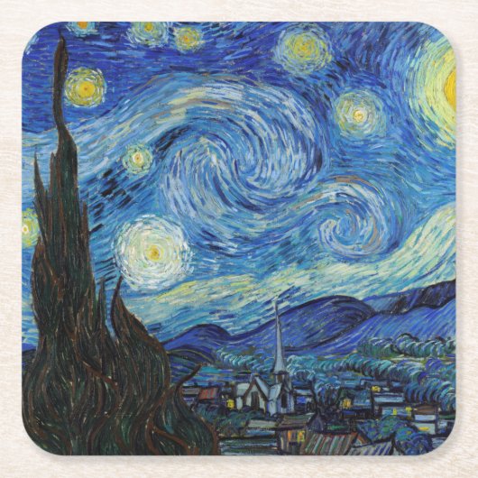 Starry Night, Vincent van Gogh Rechteckiger Pappuntersetzer (Vorderseite)