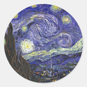 Starry Night, Vincent Van Gogh. Runder Aufkleber