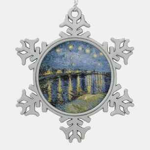 Starry Night Vincent van Gogh Schneeflocken Zinn-Ornament