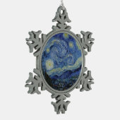 Starry Night Vincent van Gogh Schneeflocken Zinn-Ornament (Links)