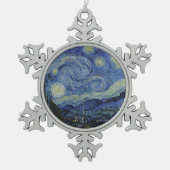 Starry Night Vincent van Gogh Schneeflocken Zinn-Ornament (Vorderseite)