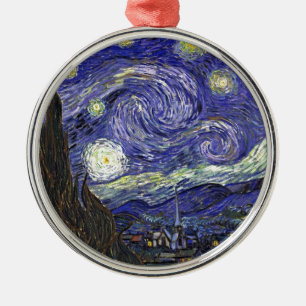 Starry Night, Vincent Van Gogh. Silbernes Ornament