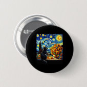 Starry Night Vincent Van Gogh Sunflowers Cat Lover Button (Vorne & Hinten)