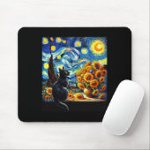 Starry Night Vincent Van Gogh Sunflowers Cat Lover Mousepad (Mit Mouse)