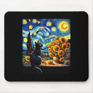 Starry Night Vincent Van Gogh Sunflowers Cat Lover Mousepad