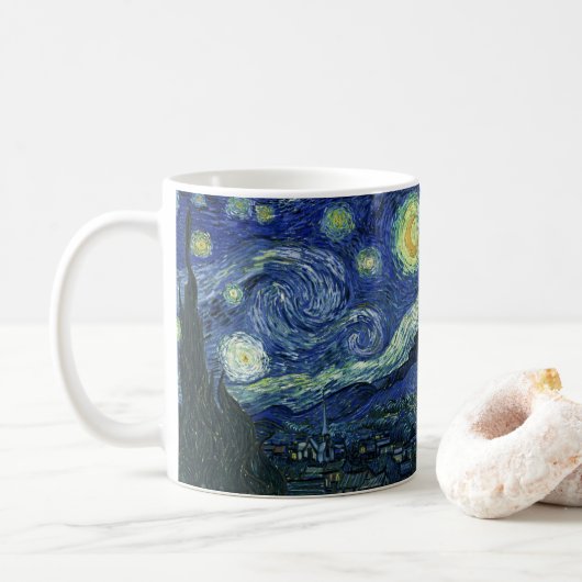 Starry Night Vincent van Gogh Vintage Malerei Art Kaffeetasse (Mit Donut)