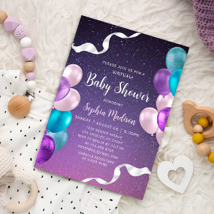 Starry Night Virtual Lila Baby Shooting Mail Einladung