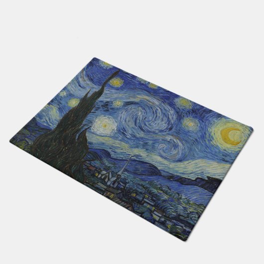 "Starry Night" von Van Gogh Fußmatte (Schrägansicht)
