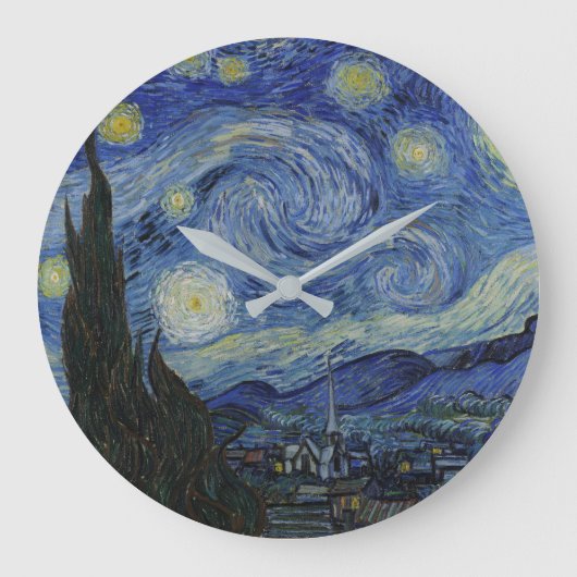 "Starry Night" von Van Gogh Große Wanduhr (Vorderseite)