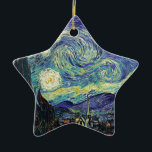 Starry Night von van Gogh Keramikornament<br><div class="desc">Van Gogh war besessen von der Symbolik der leuchtenden Objekte und der Farbe. Die Lampe war ein Symbol für Ruhe und Sicherheit. Der Stern symbolisierte den Glauben,  und Gaslicht,  menschliche Realitäten. Tief ultramarineblau war unendlich,  während Rot und Grün "diese schrecklichen Dinge,  die Leidenschaften der Männer ausgedrückt.</div>