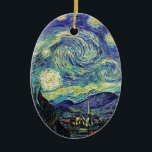 Starry Night von van Gogh Keramikornament<br><div class="desc">Van Gogh war besessen von der Symbolik der leuchtenden Objekte und der Farbe. Die Lampe war ein Symbol für Ruhe und Sicherheit. Der Stern symbolisierte den Glauben,  und Gaslicht,  menschliche Realitäten. Tief ultramarineblau war unendlich,  während Rot und Grün "diese schrecklichen Dinge,  die Leidenschaften der Männer ausgedrückt.</div>
