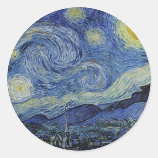 "Starry Night" von Van Gogh Runder Aufkleber (Vorderseite)