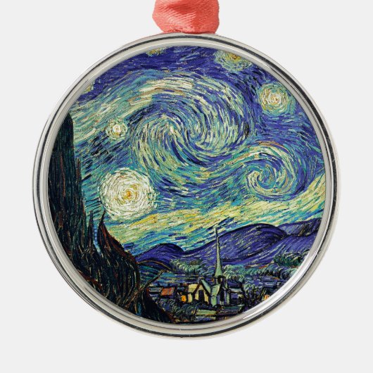 Starry Night von van Gogh Silbernes Ornament (Vorne)