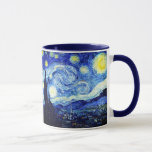 Starry Night von Van Gogh Tasse<br><div class="desc">Ölgemälde des niederländischen Meisters Vincent Van Gogh (1853-1890), wahrscheinlich sein berühmtestes Gemälde, Van Gogh gemalt &#39;The Starry Night&#39; 1889 aus dem Gedächtnis, während er in einem Asyl in Frankreich, wo er sich auf Depressionen überprüft. Die Szene zeigt den Blick aus seinem Schlafzimmerfenster. In dem Gemälde befinden sich der Mond, die...</div>