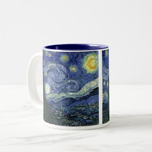 Starry Night von Van Gogh Zweifarbige Tasse (Vorderseite Links)