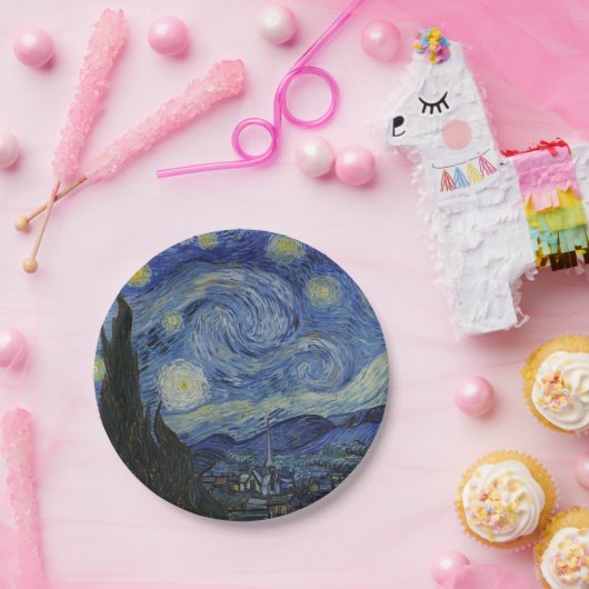 Starry Night von Vincent van Gogh - 1889 Pappteller (Party)