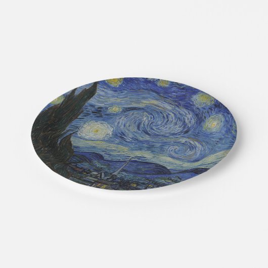 Starry Night von Vincent van Gogh - 1889 Pappteller (Schrägansicht)