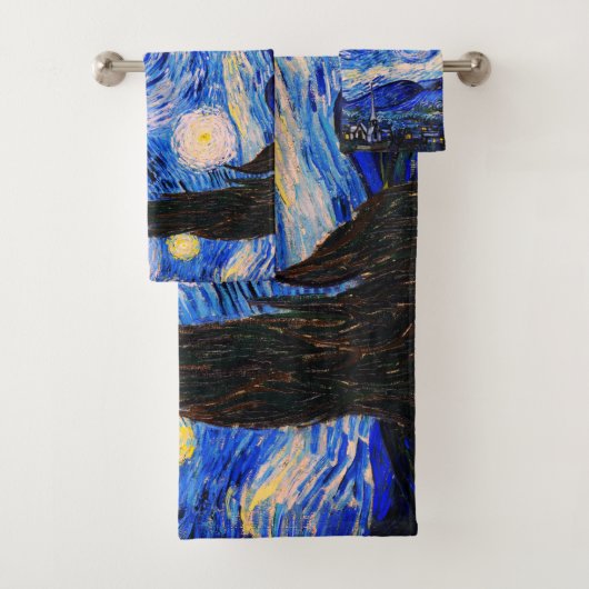Starry Night von Vincent Van Gogh Badhandtuch Set (Insitu)