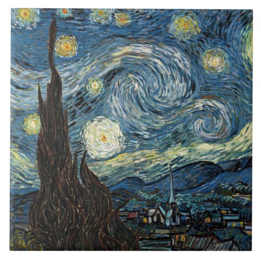 Starry Night von Vincent van Gogh Fliese (Vorderseite)