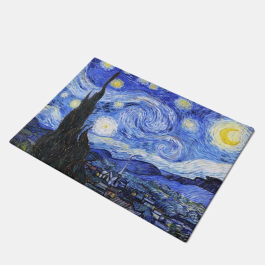 Starry Night von Vincent Van Gogh Fußmatte (Schrägansicht)