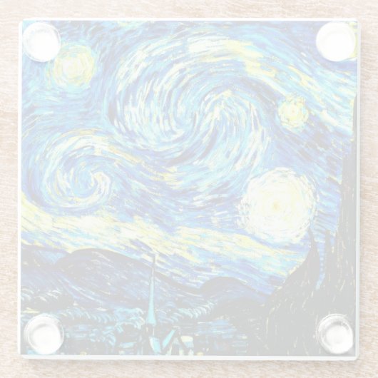Starry Night von Vincent van Gogh Glasuntersetzer (Rückseite)